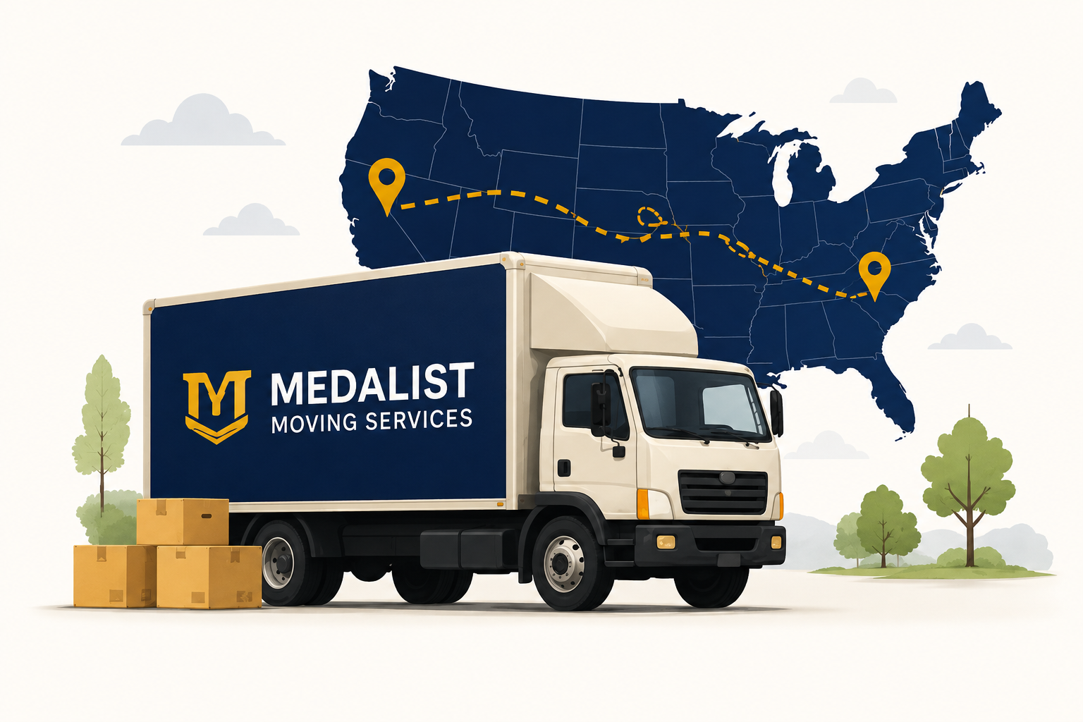 Medalist Moving Services long-distance moving truck illustration